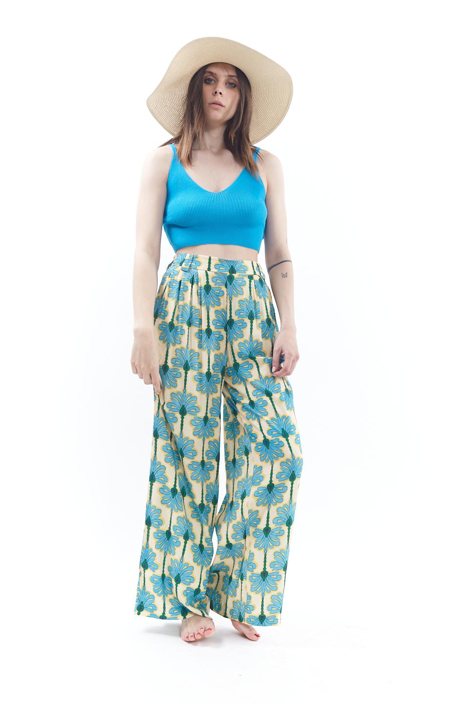 Pantalone palazzo con elastico fantasia sicilia - Primavera Estate 2023 | Brend
