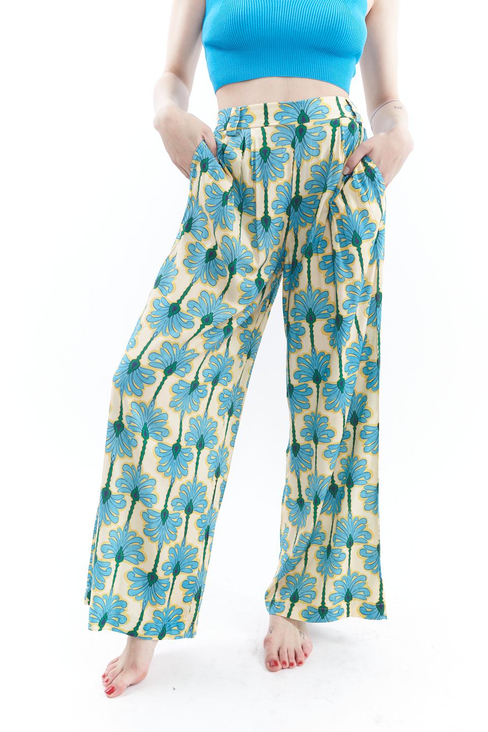 Pantalone palazzo con elastico fantasia sicilia - Primavera Estate 2023 | Brend