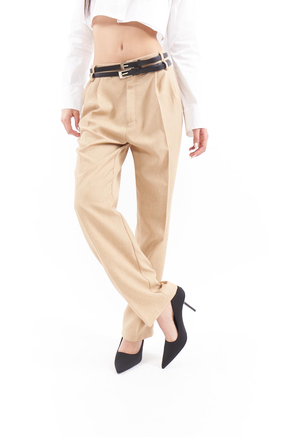 Pantalone pinces e doppia cintura beige - Primavera Estate 2023 | Brend