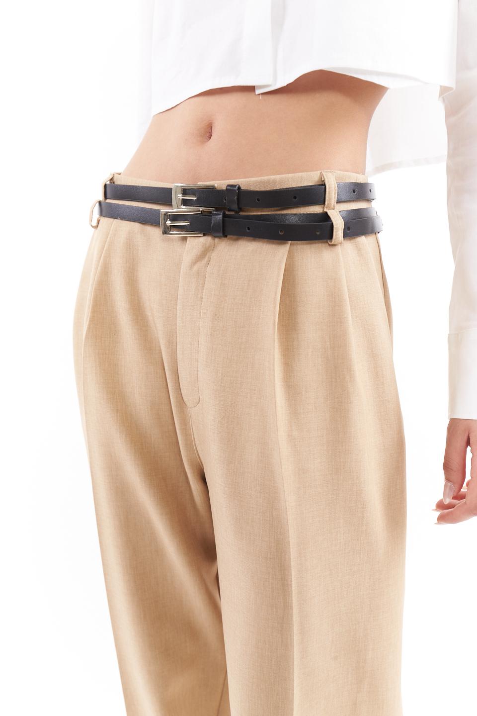 Pantalone pinces e doppia cintura beige - Primavera Estate 2023 | Brend