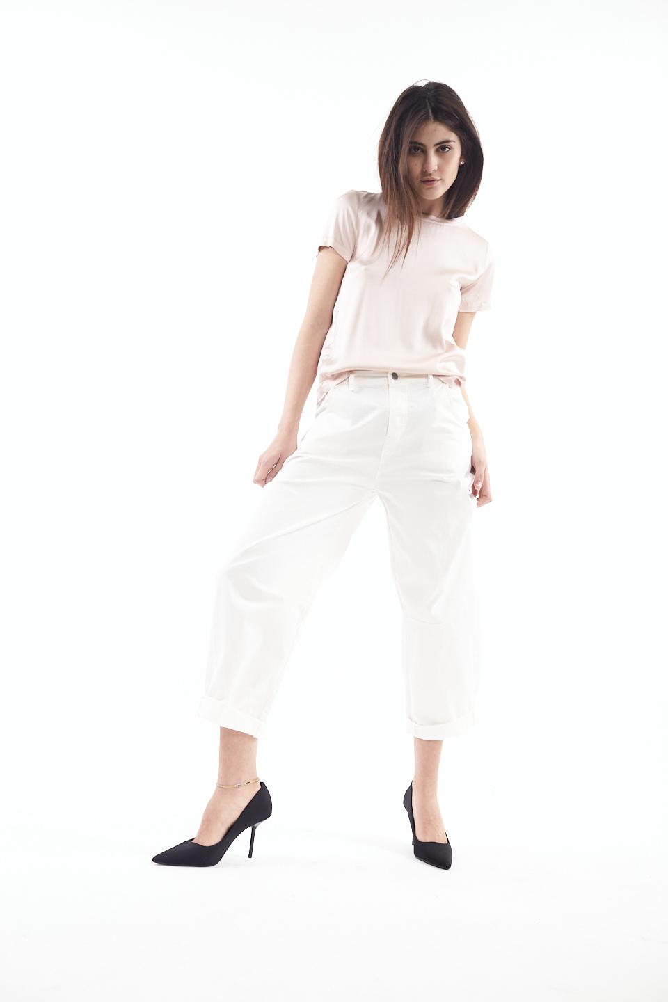 Pantalone uovo 4 tasche cotone latte - Primavera Estate 2023 | Brend