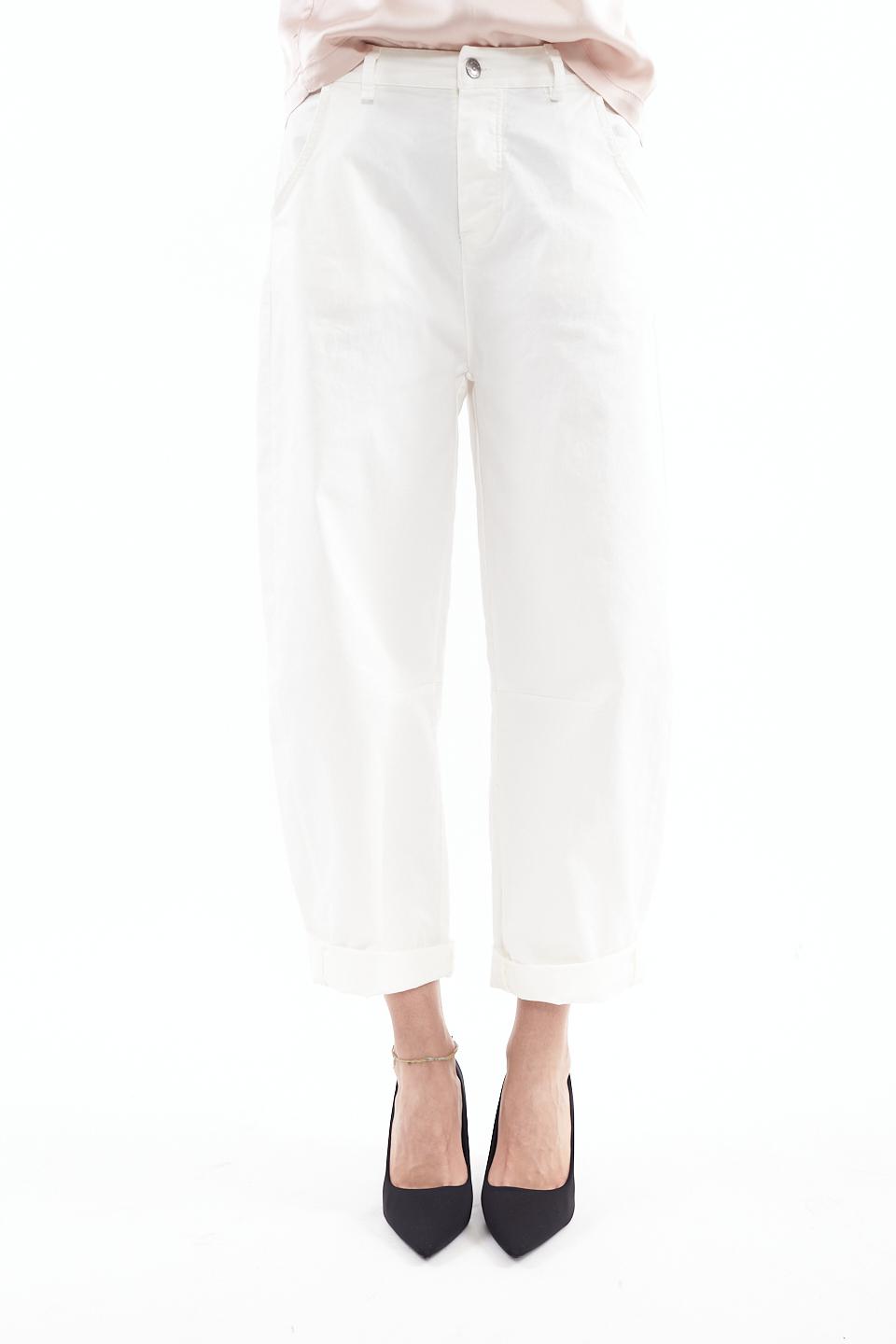 Pantalone uovo 4 tasche cotone latte - Primavera Estate 2023 | Brend
