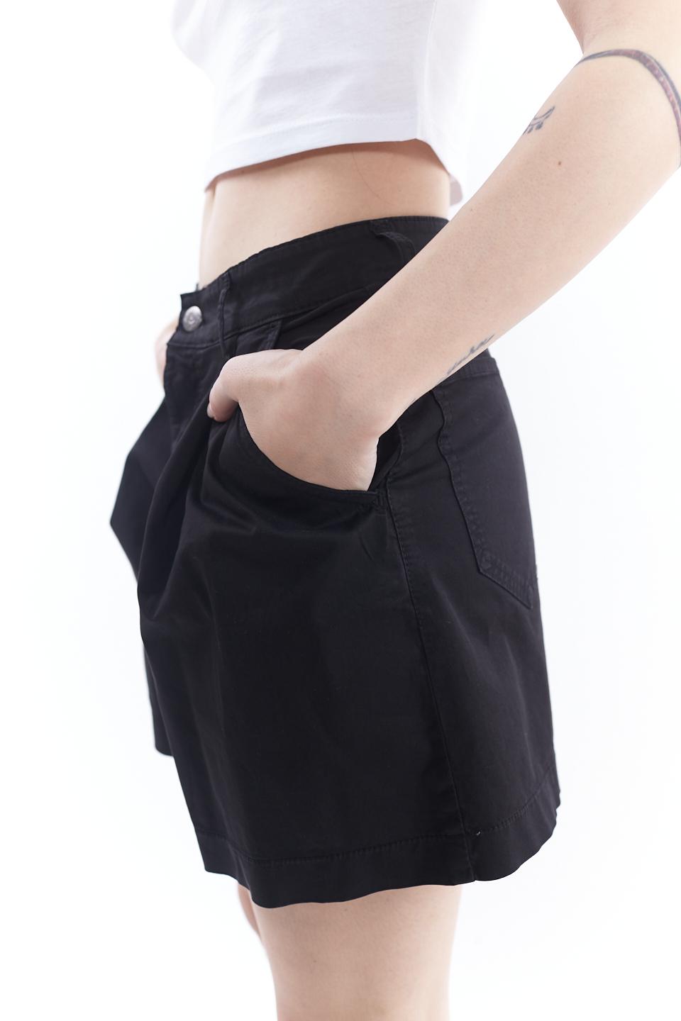 Shorts con pinces in cotone nero - Primavera Estate 2023 | Brend
