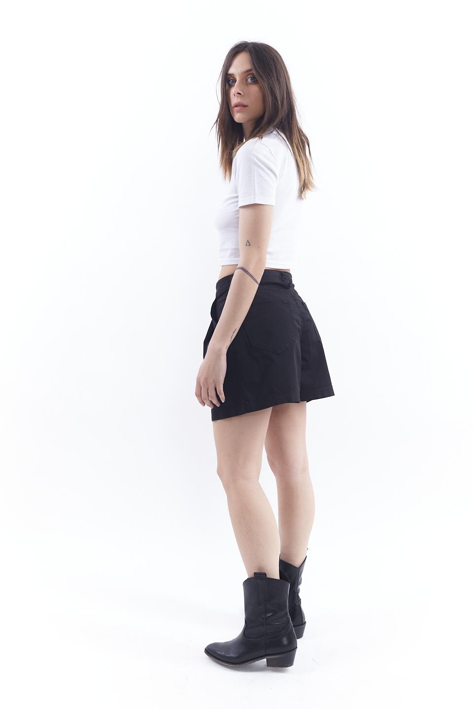 Shorts con pinces in cotone nero - Primavera Estate 2023 | Brend