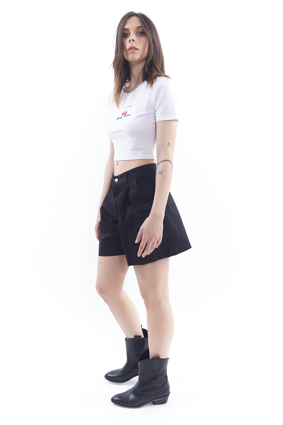 Shorts con pinces in cotone nero - Primavera Estate 2023 | Brend