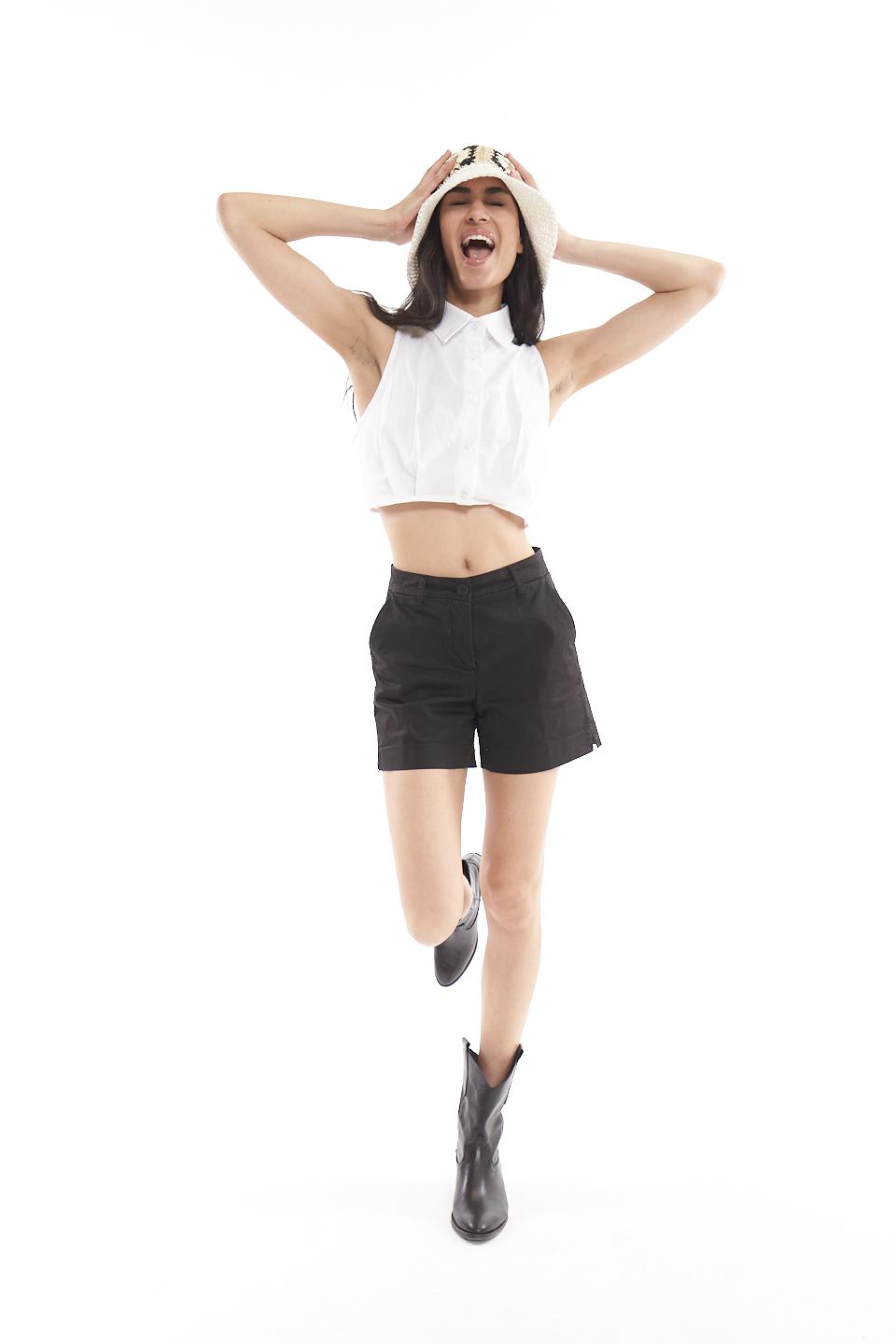 Shorts spacchetto in cotone nero - Primavera Estate 2023 | Brend