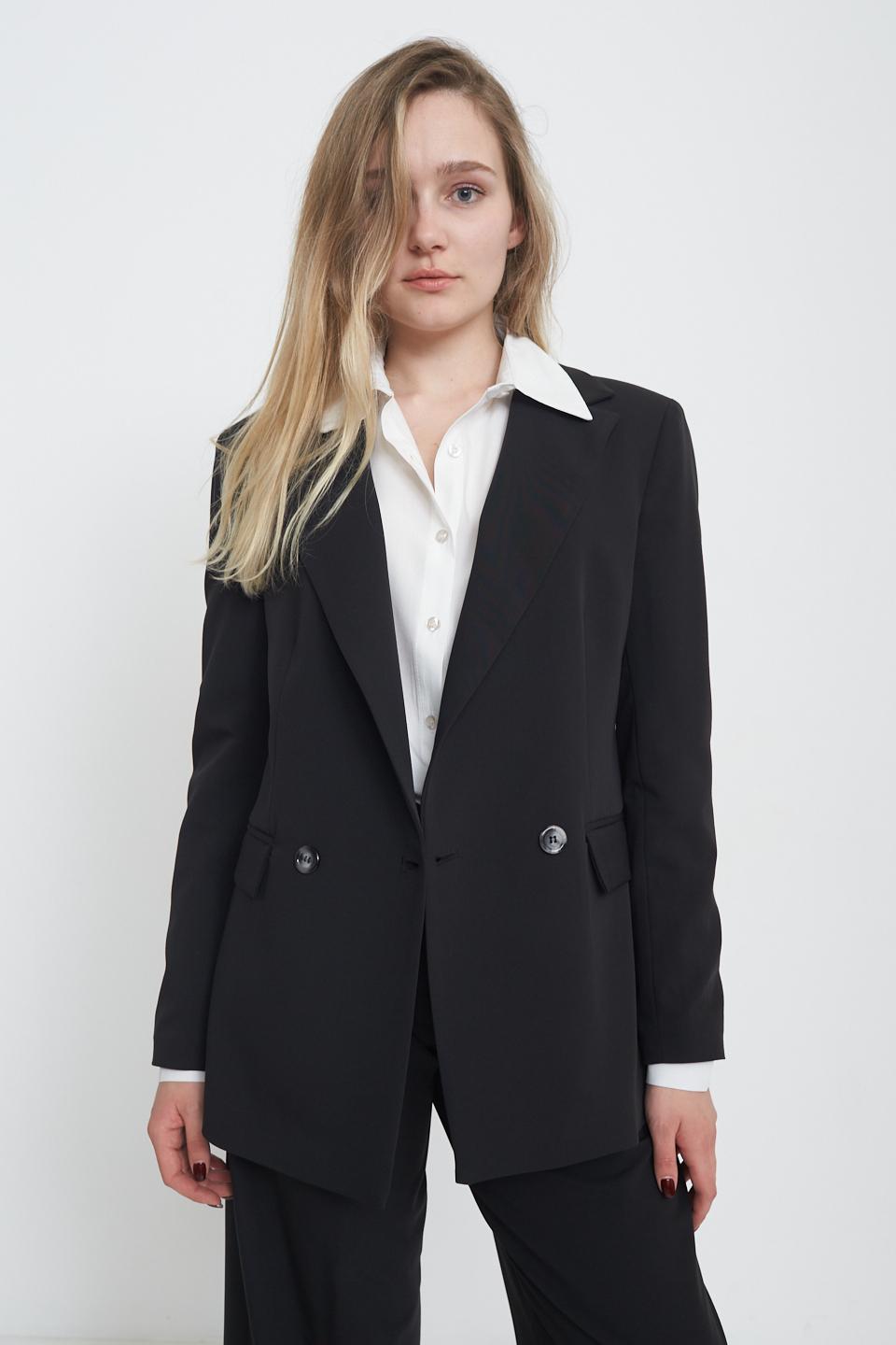 Blazer nero blazer collo revers doppio petto Brend