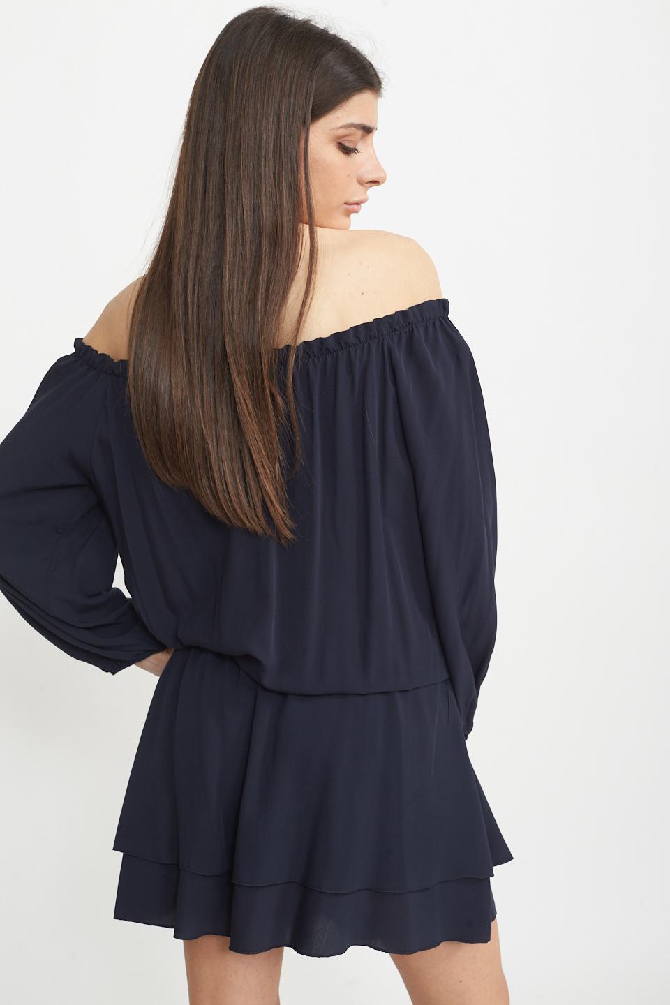 Abito corto scollo shiffer blu - Primavera Estate 2025 | Brend
