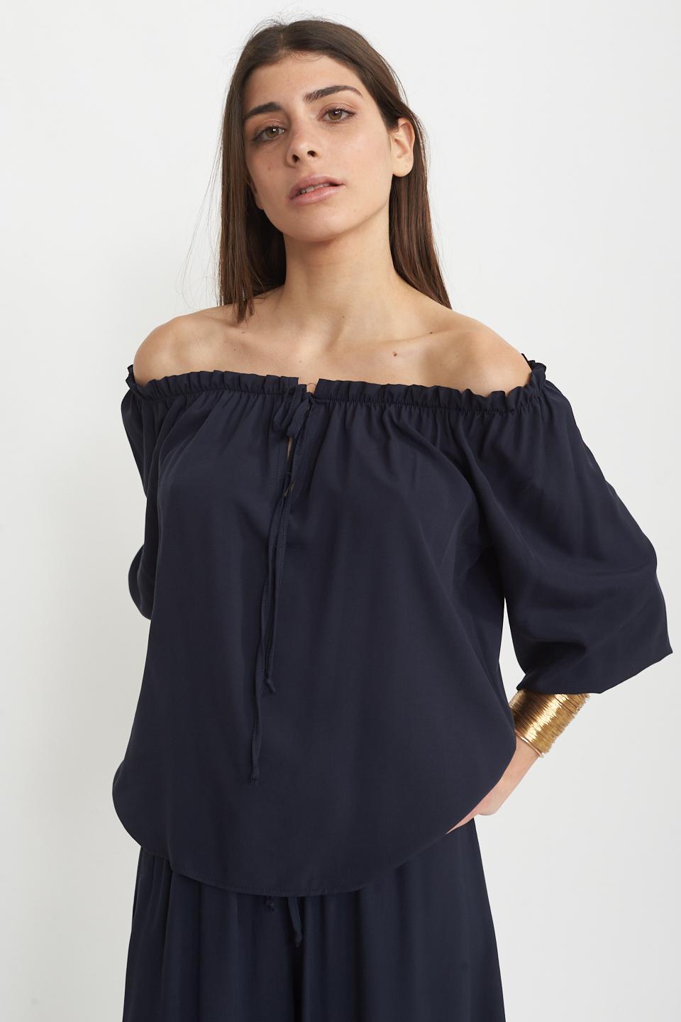 Blusa scollo shiffer blu - Primavera Estate 2025 | Brend