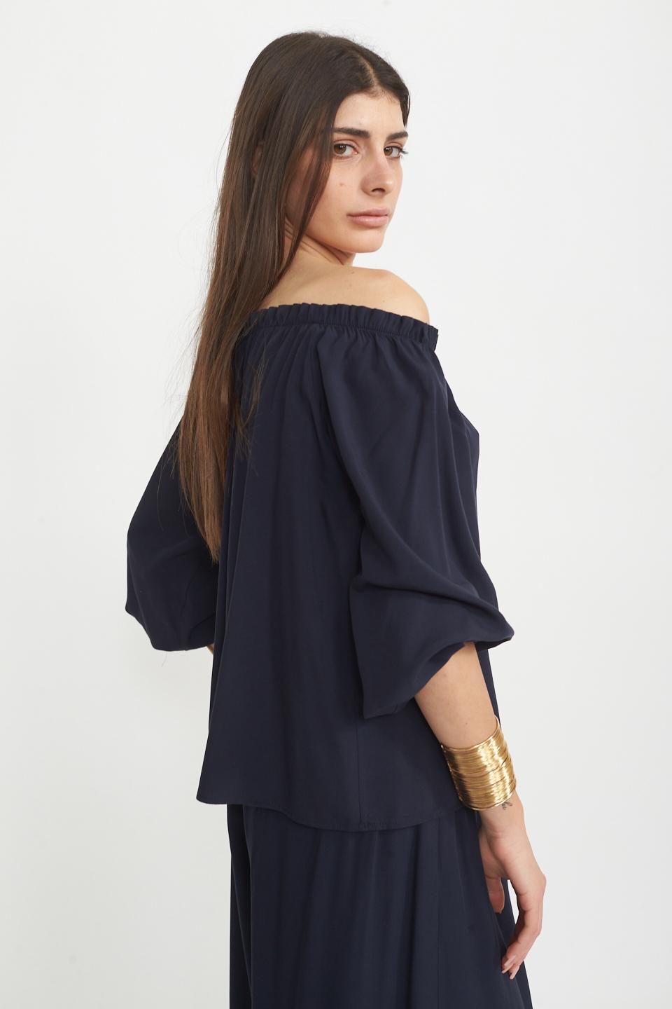 Blusa scollo shiffer blu - Primavera Estate 2025 | Brend