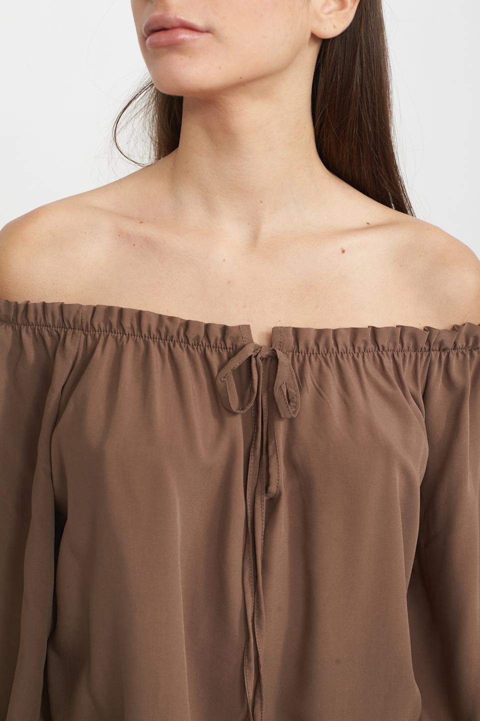 Blusa scollo shiffer cacao - Primavera Estate 2025 | Brend