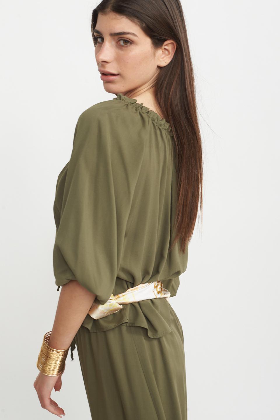 Blusa scollo shiffer verde - Primavera Estate 2025 | Brend