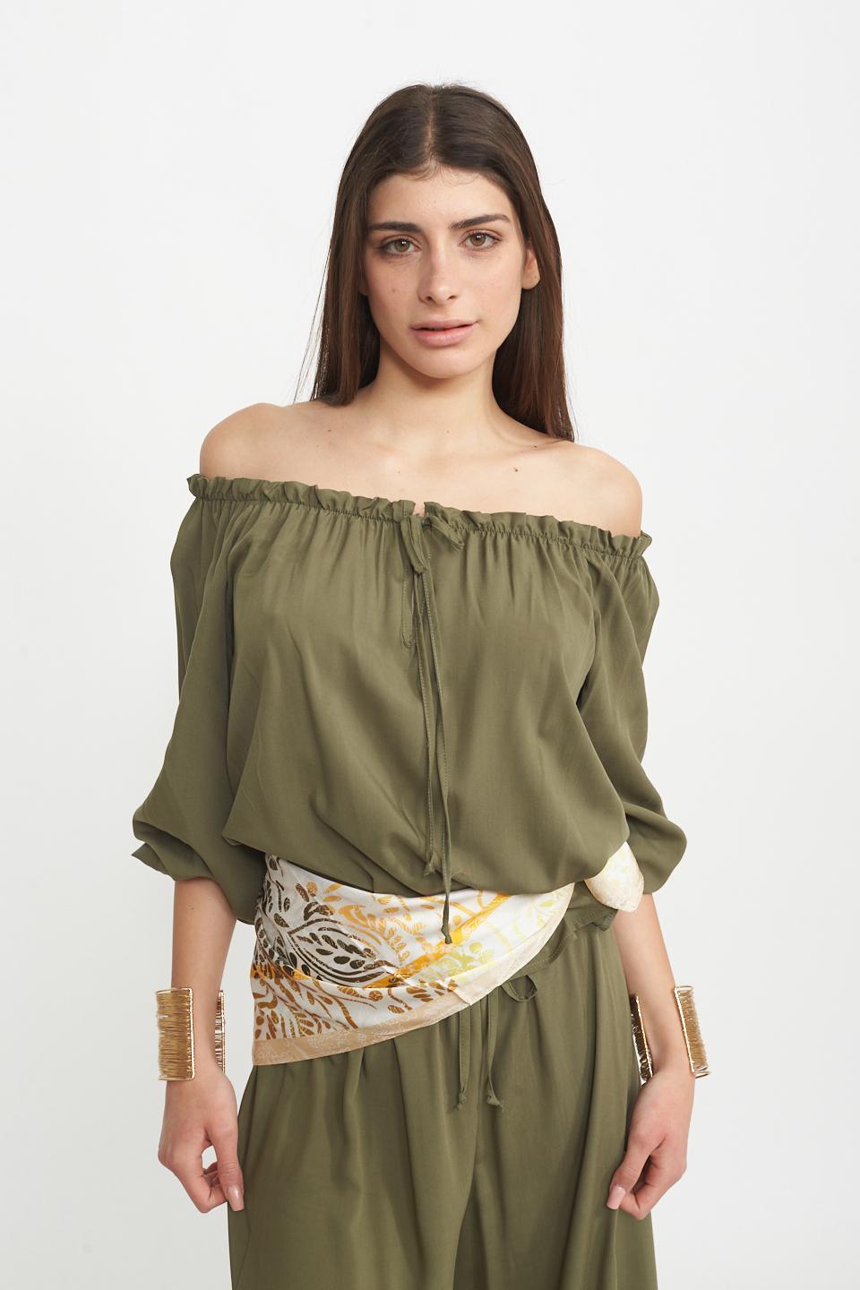 Blusa scollo shiffer verde - Primavera Estate 2025 | Brend