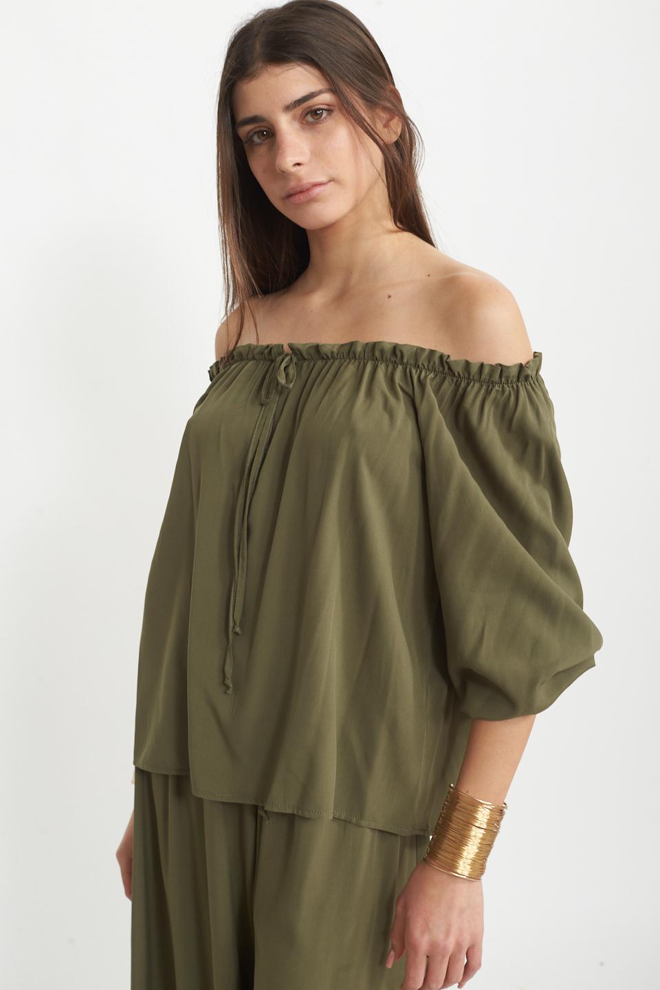 Blusa scollo shiffer verde - Primavera Estate 2025 | Brend