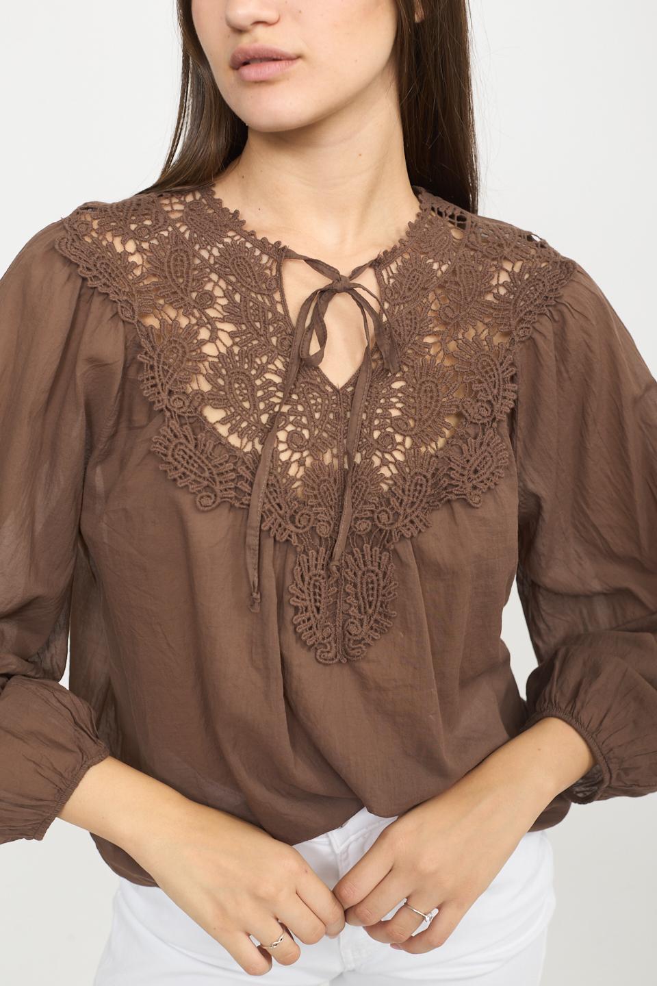 Blusa scollo macramè moro - Primavera Estate 2025 | Brend