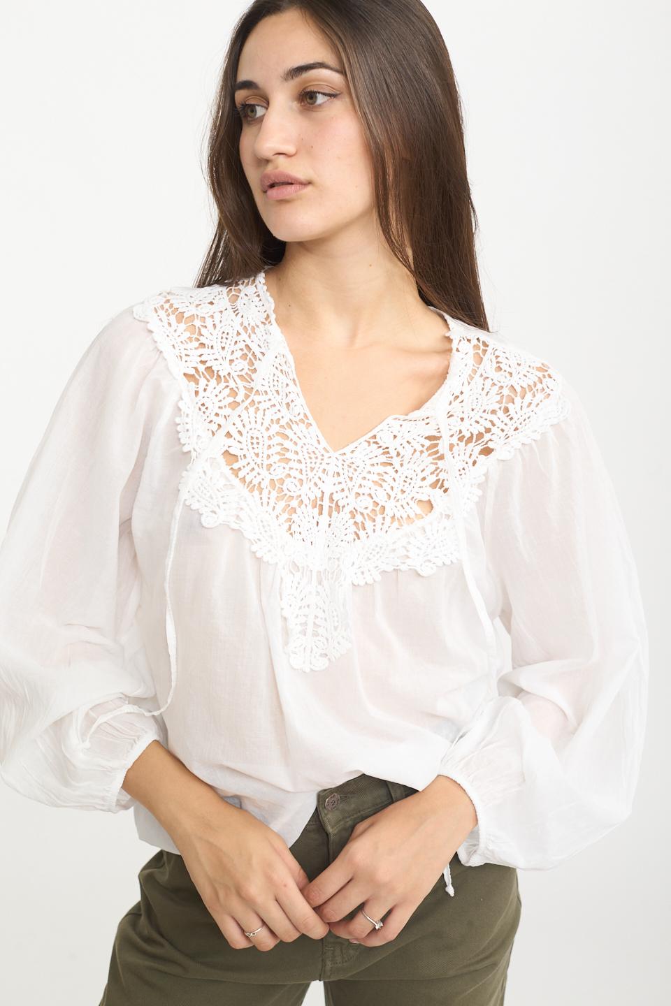 Blusa scollo macramè panna - Primavera Estate 2025 | Brend