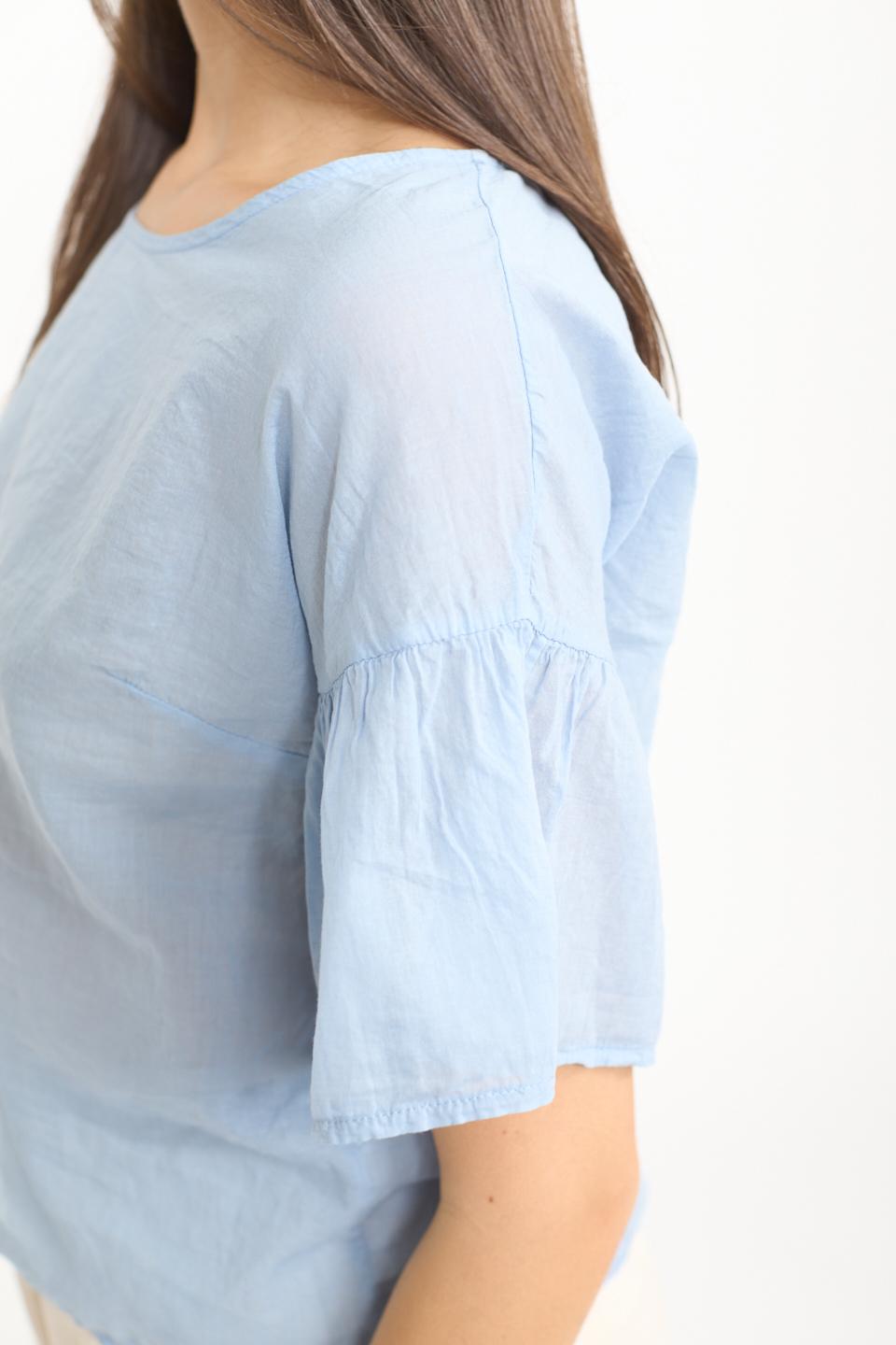 Blusa mezza manica volant celeste - Primavera Estate 2025 | Brend