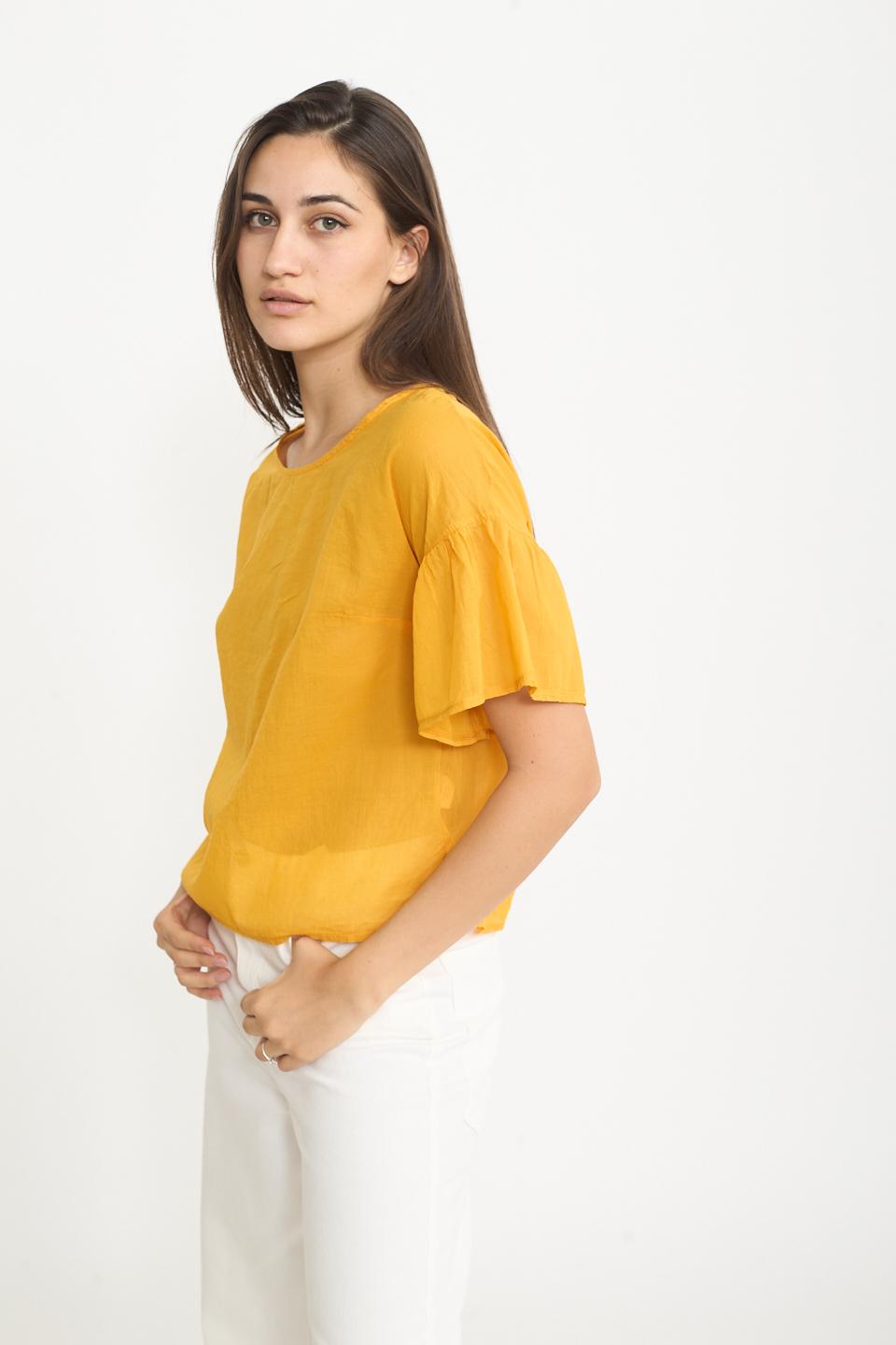 Blusa mezza manica volant papaya - Primavera Estate 2025 | Brend