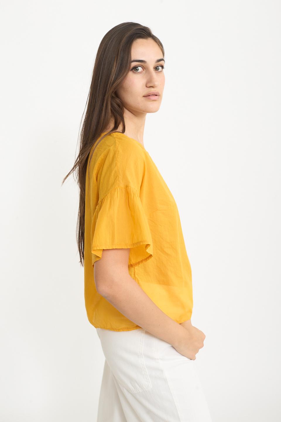 Blusa mezza manica volant papaya - Primavera Estate 2025 | Brend