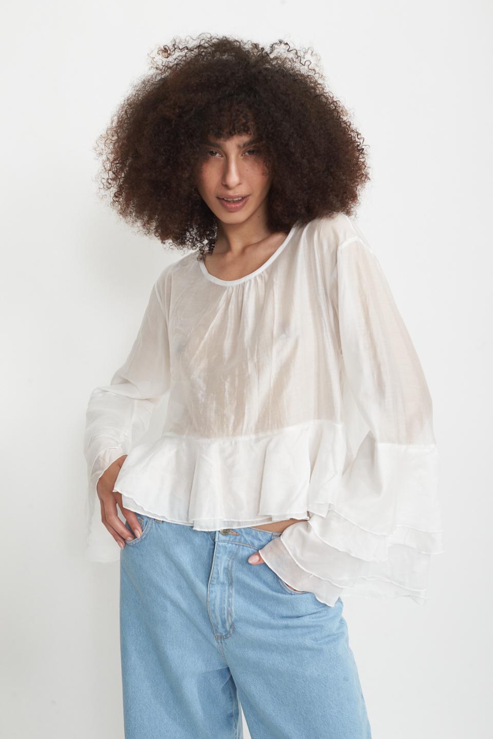Blusa con gale asimmetrica panna - Primavera Estate 2025 | Brend