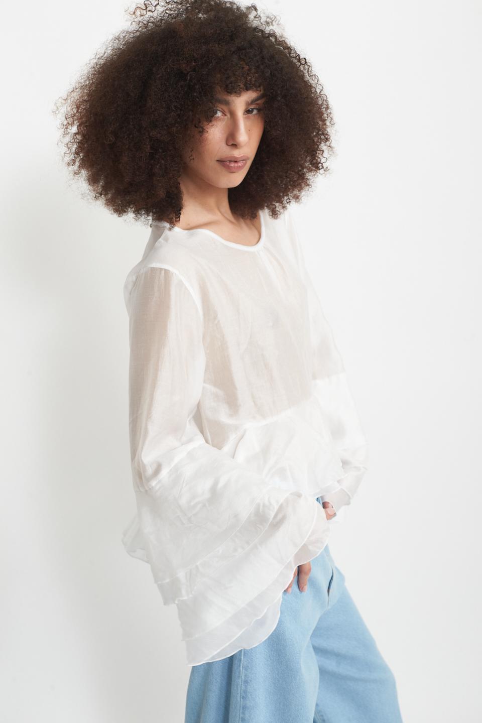 Blusa con gale asimmetrica panna - Primavera Estate 2025 | Brend