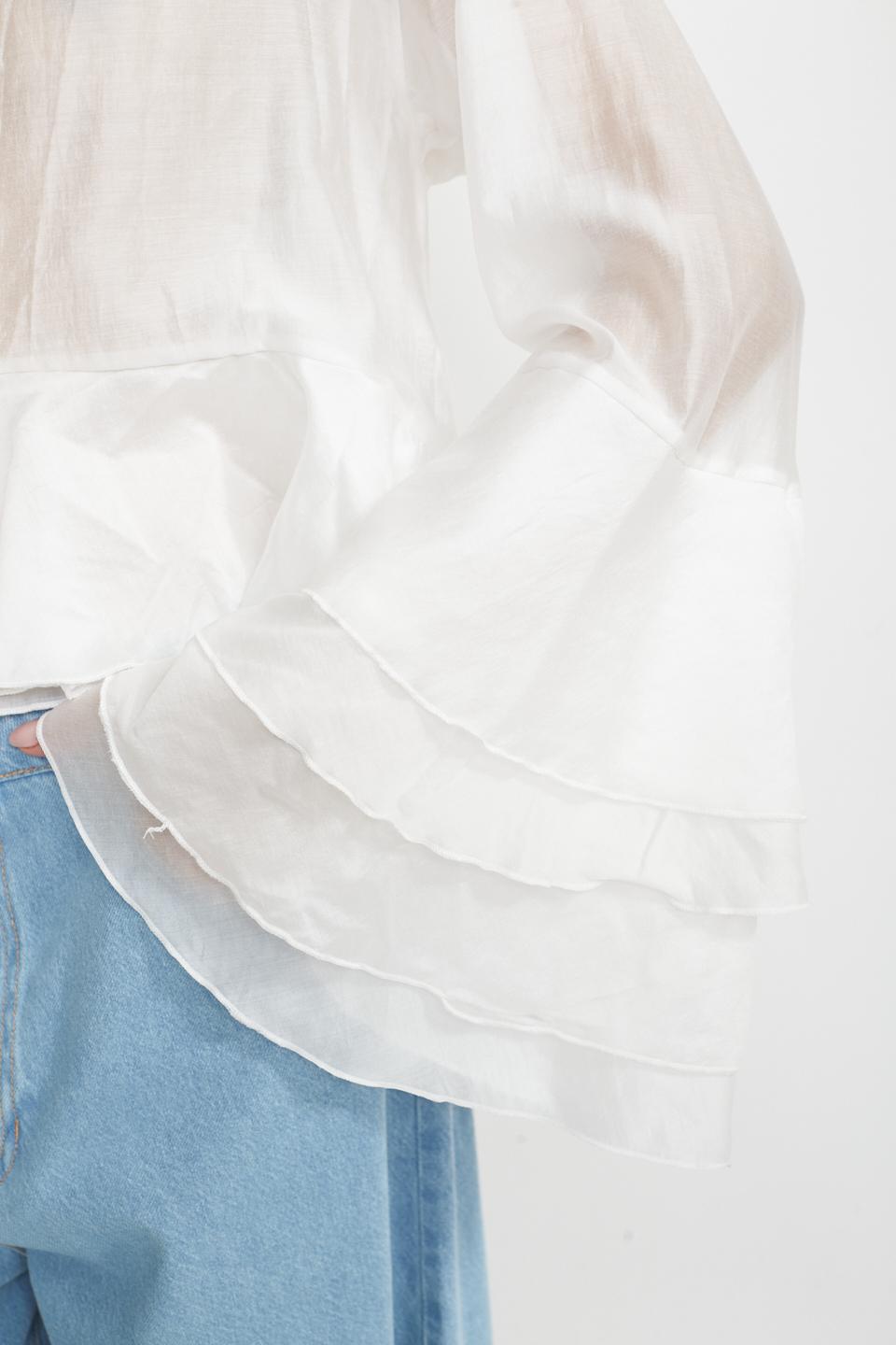 Blusa con gale asimmetrica panna - Primavera Estate 2025 | Brend