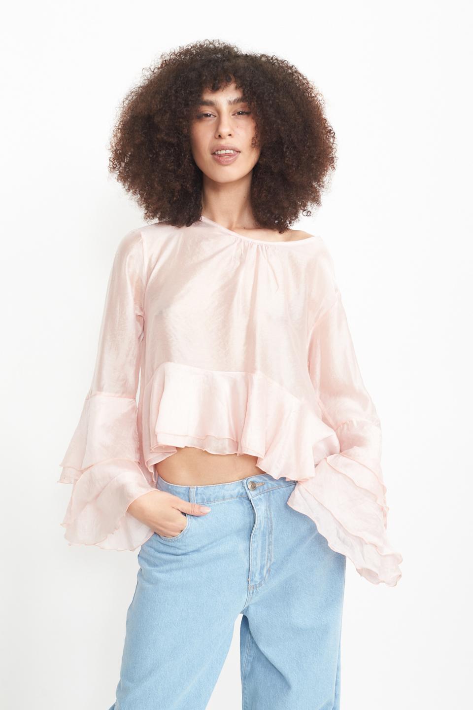 Blusa con gale asimmetrica rosa - Primavera Estate 2025 | Brend