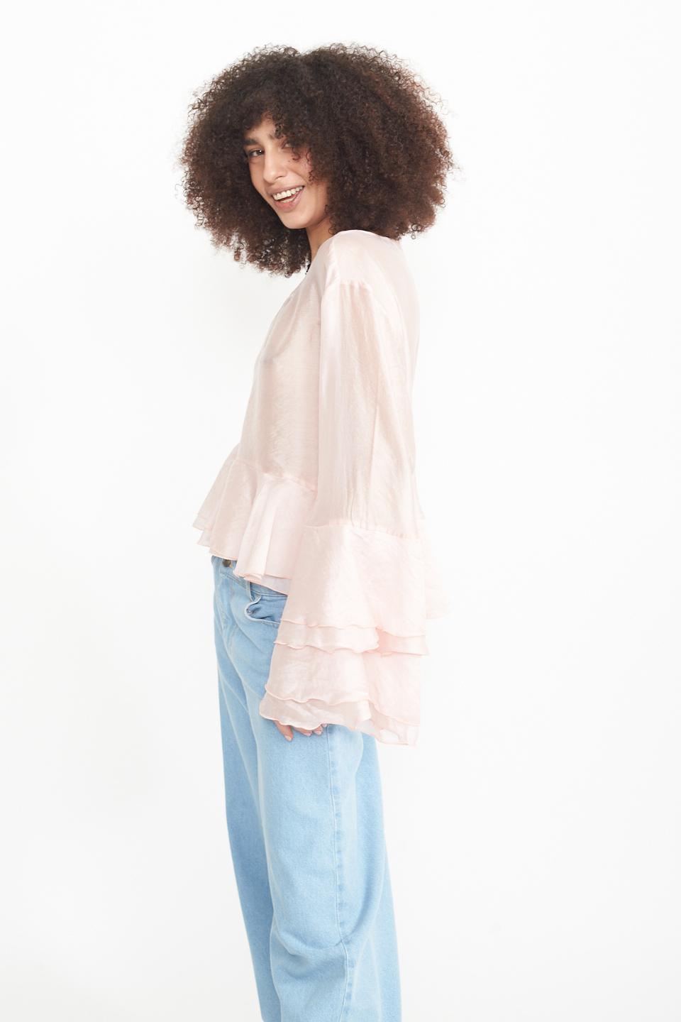 Blusa con gale asimmetrica rosa - Primavera Estate 2025 | Brend