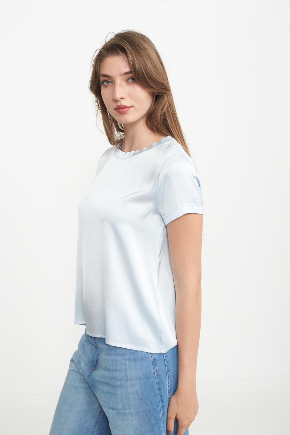 Blusa 1/2 manica raso celeste - Primavera Estate 2025 | Brend