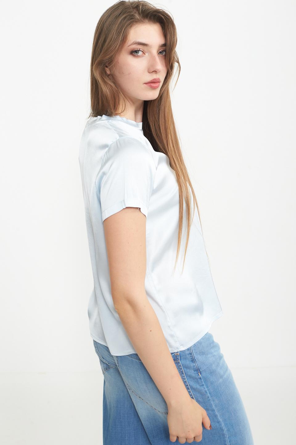 Blusa 1/2 manica raso celeste - Primavera Estate 2025 | Brend