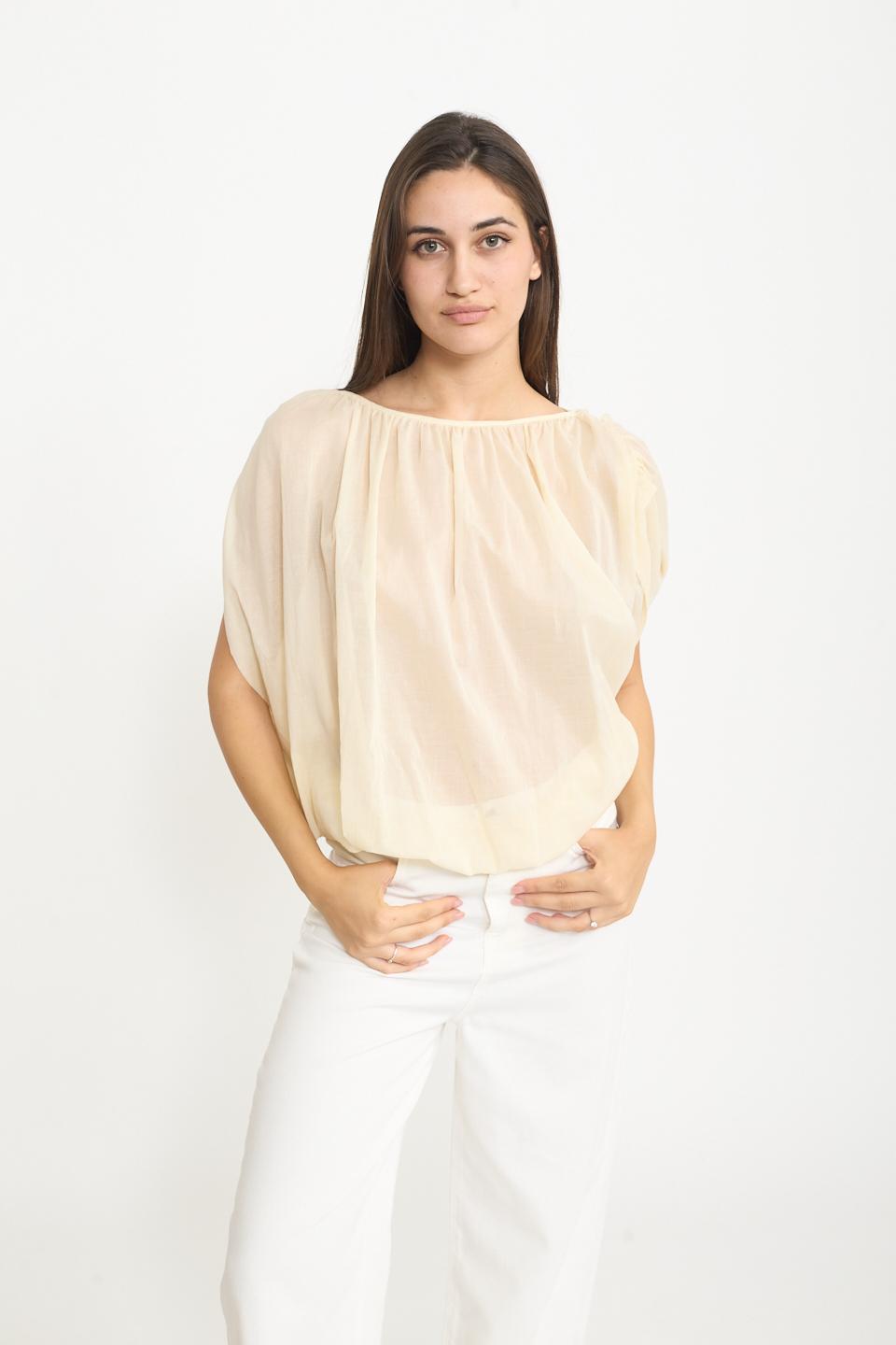 Blusa arriciata naturale - Primavera Estate 2025 | Brend