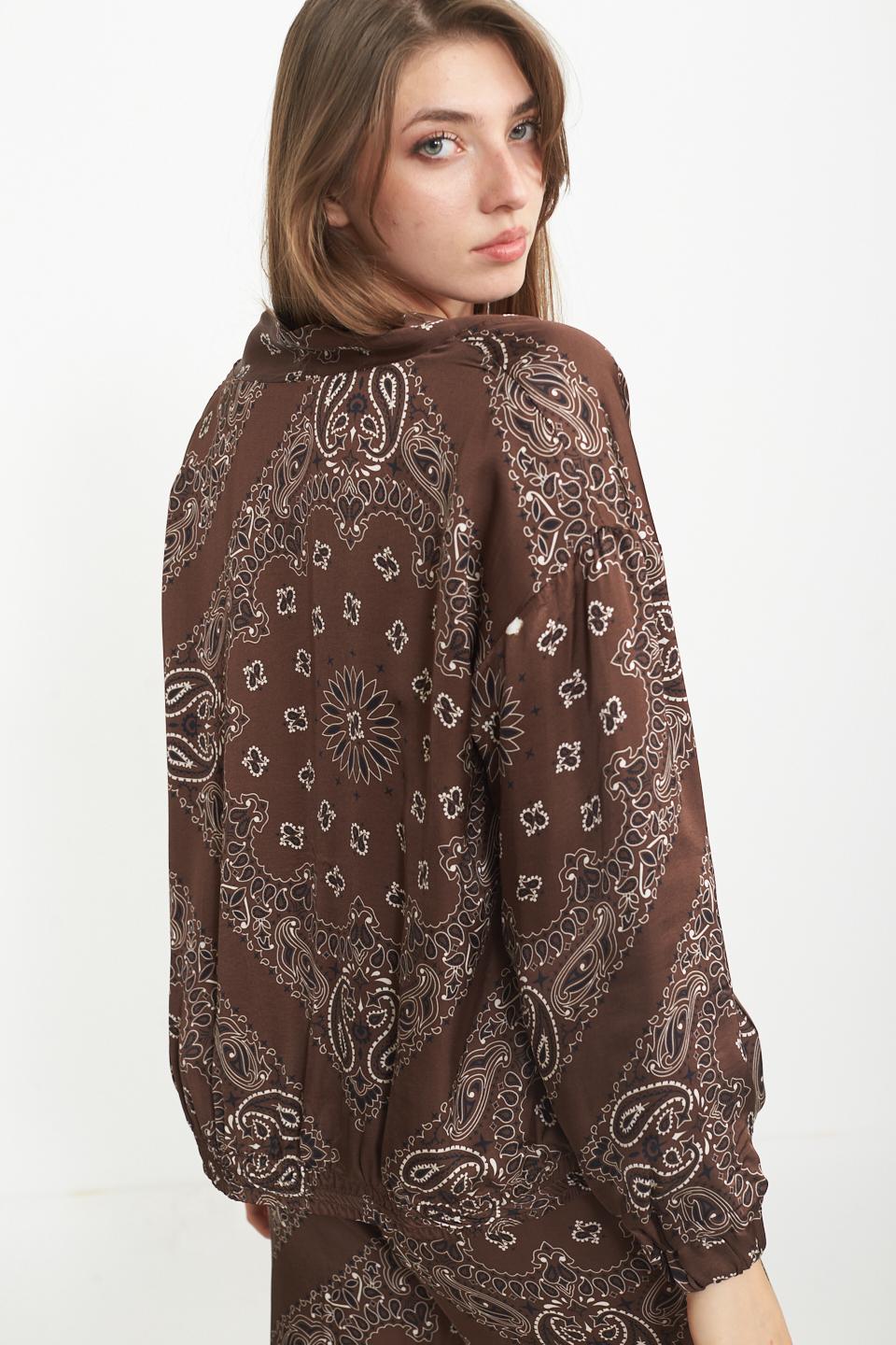 Bomber stampato viscosa foulard moro - Primavera Estate 2025 | Brend