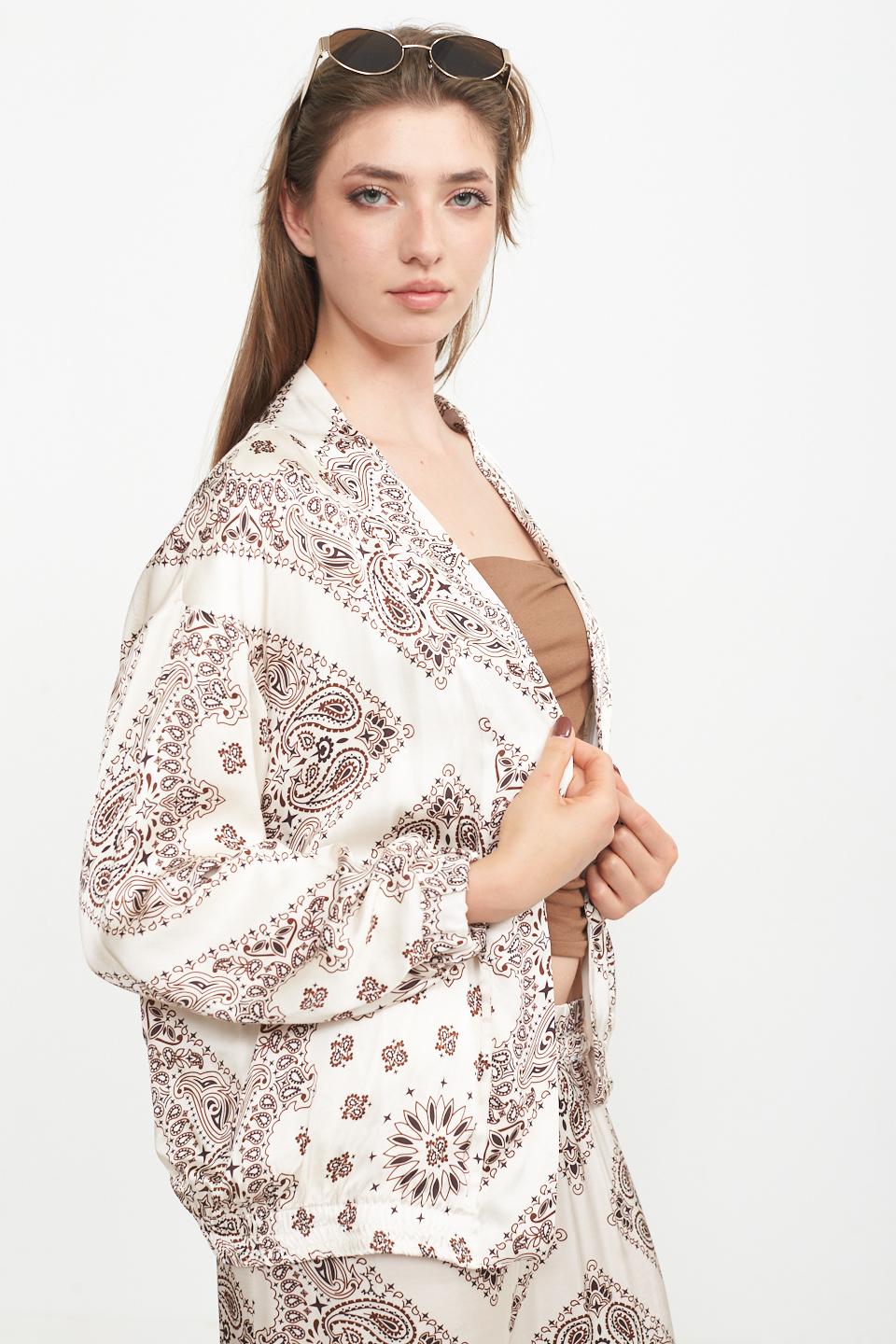 Bomber stampato viscosa foulard panna - Primavera Estate 2025 | Brend