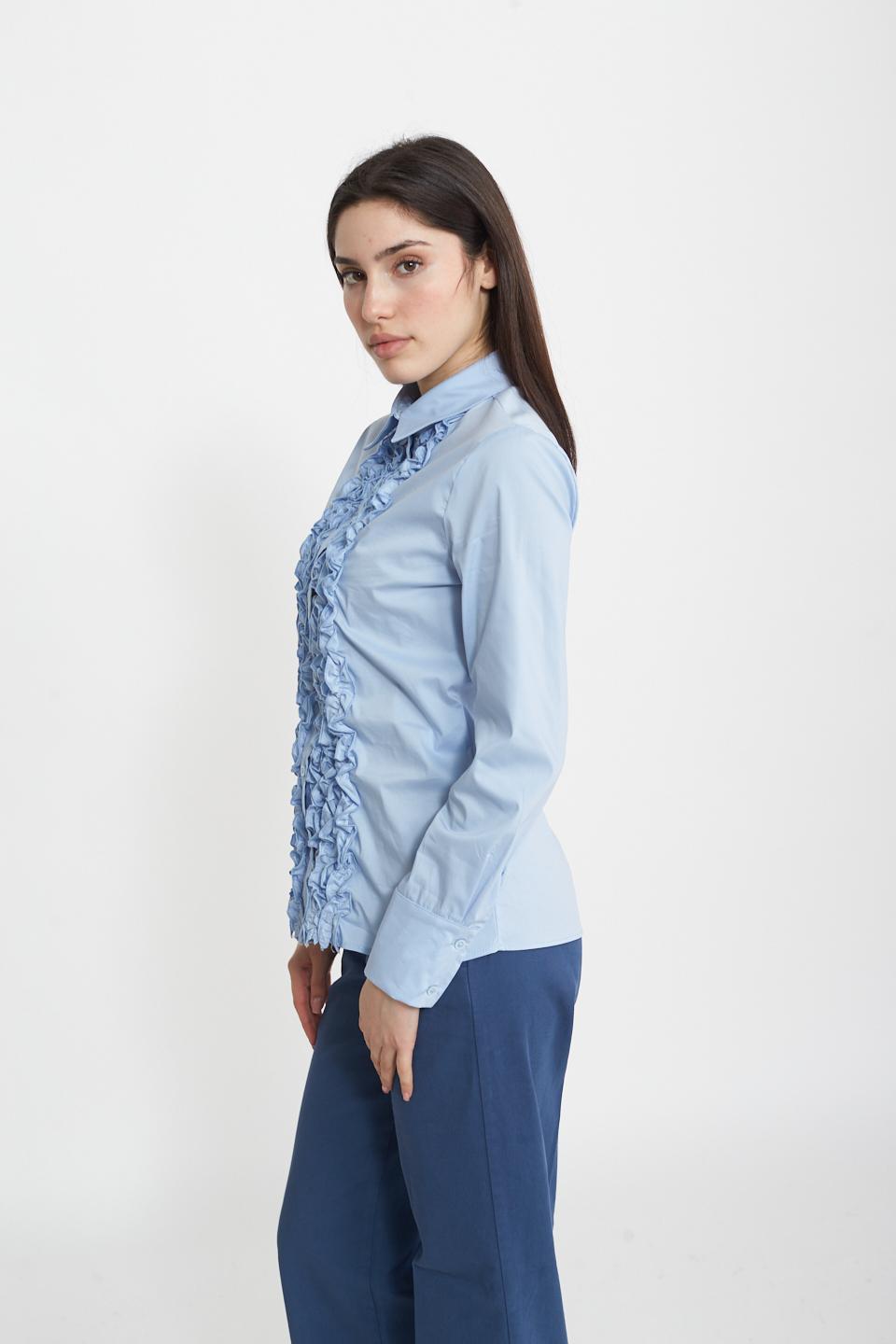 Camicia con rouches azzurro - Primavera Estate 2025 | Brend