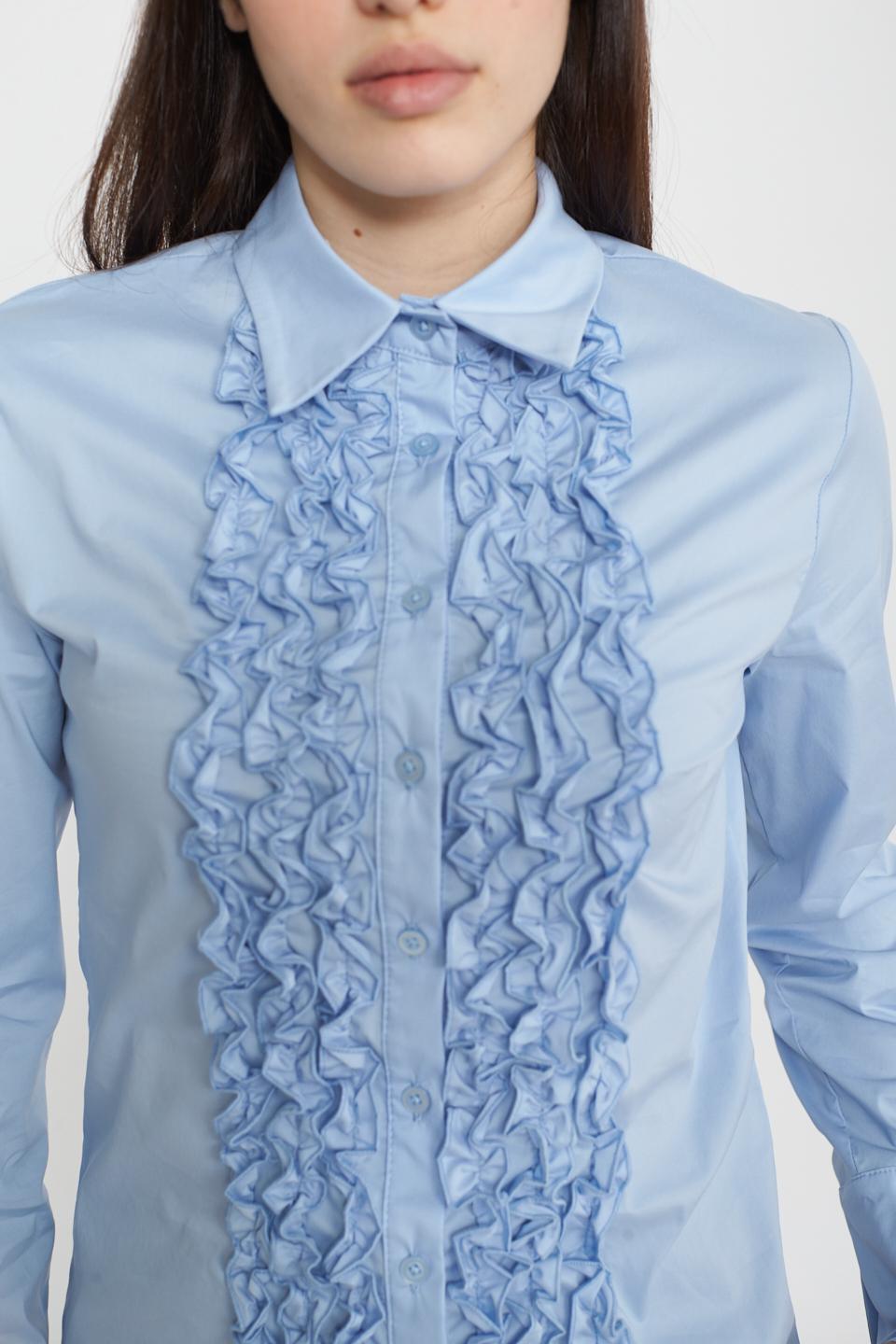 Camicia con rouches azzurro - Primavera Estate 2025 | Brend
