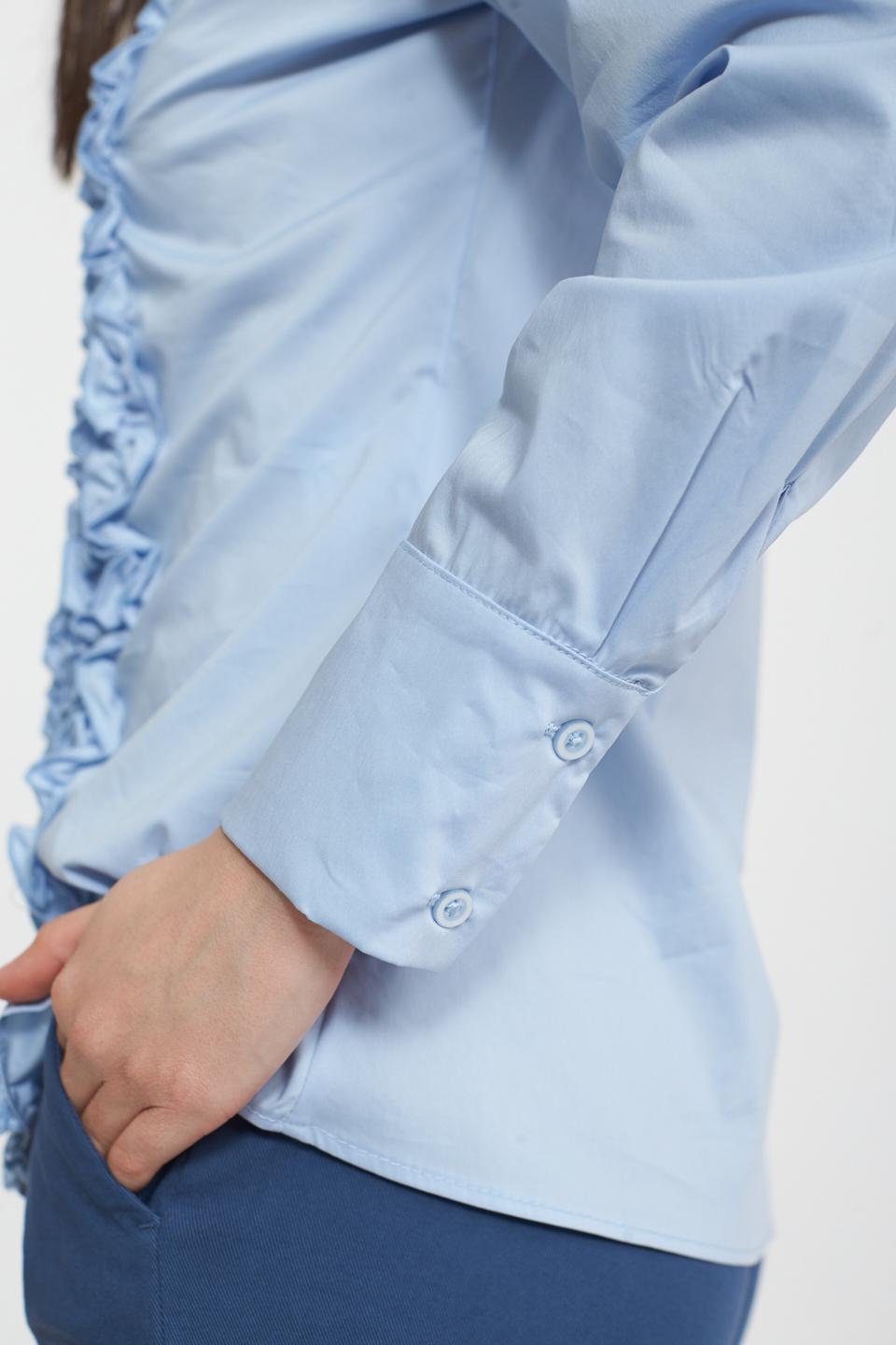 Camicia con rouches azzurro - Primavera Estate 2025 | Brend