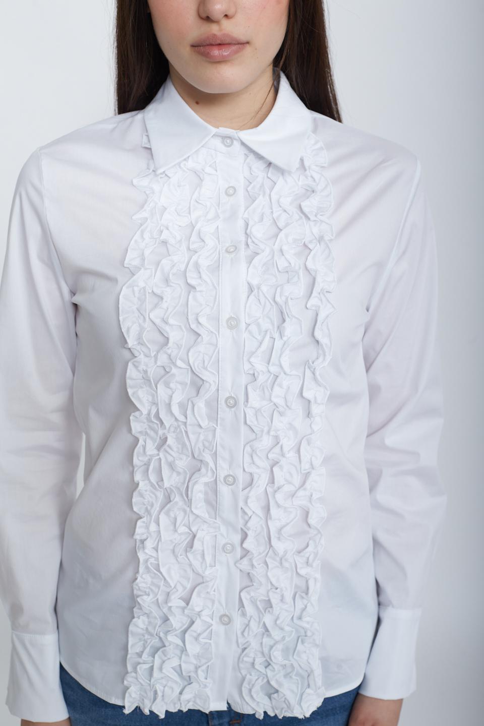 Camicia con rouches bianco - Primavera Estate 2025 | Brend