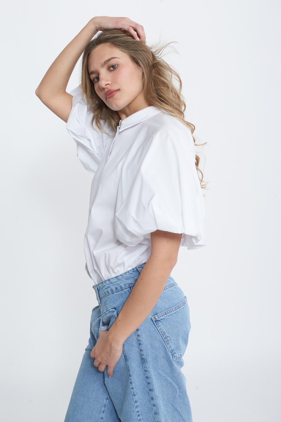 Camicia manica palloncino bianco - Primavera Estate 2025 | Brend
