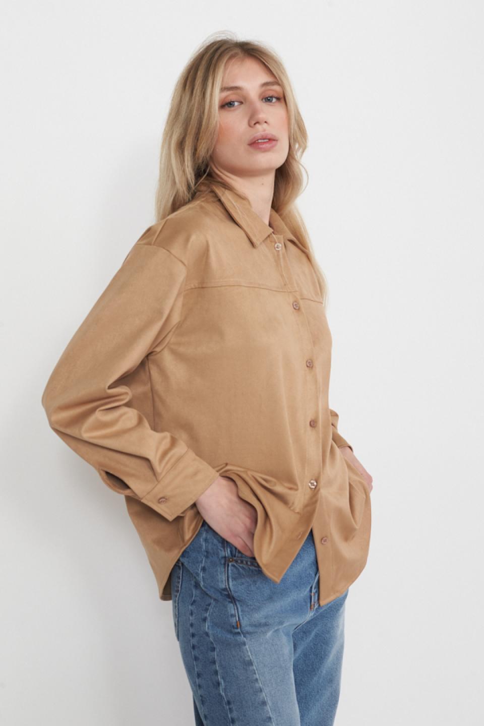 Camicia over effetto dainetto cappuccino - Primavera Estate 2025 | Brend