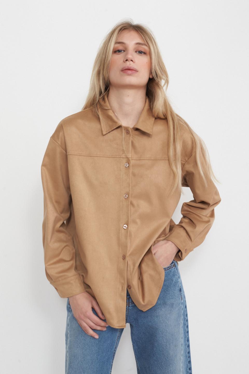 Camicia over effetto dainetto cappuccino - Primavera Estate 2025 | Brend