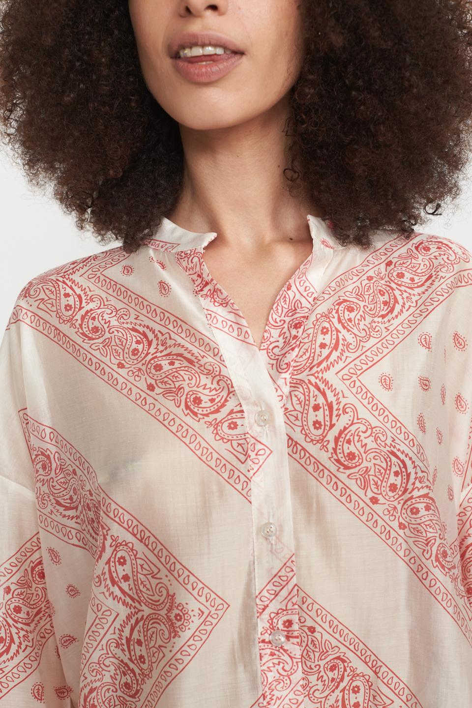 Camicia coreana stampa bandana panna/rosso - Primavera Estate 2025 | Brend