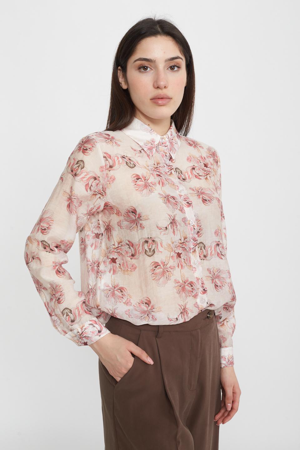 Camicia lyocell con stampa fantasia rosa - Primavera Estate 2025 | Brend