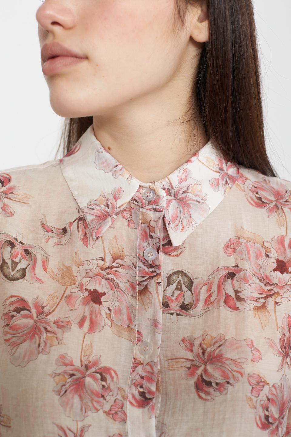 Camicia lyocell con stampa fantasia rosa - Primavera Estate 2025 | Brend