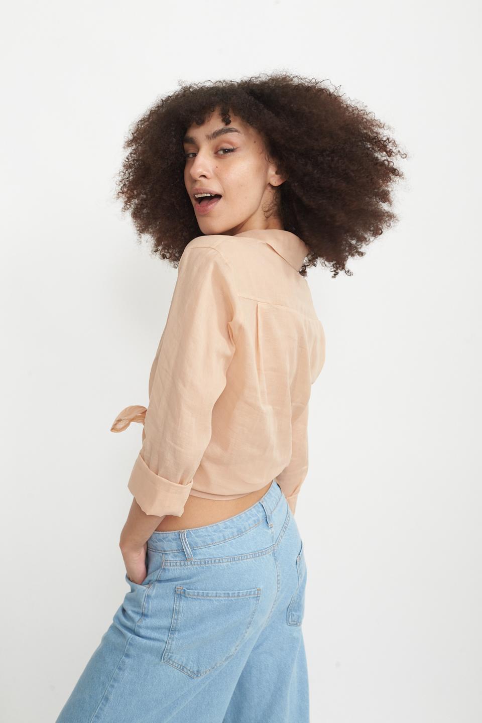 Camicia cotone nodo rosa - Primavera Estate 2025 | Brend