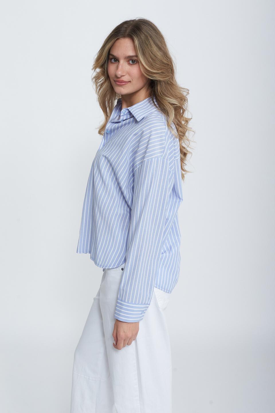 Camicia over rigata celeste - Primavera Estate 2025 | Brend