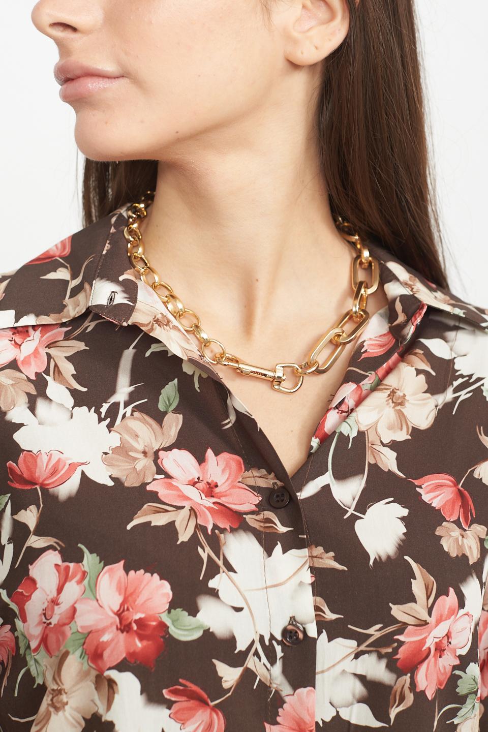 Camicia kimono viscosa fiori moro - Primavera Estate 2025 | Brend