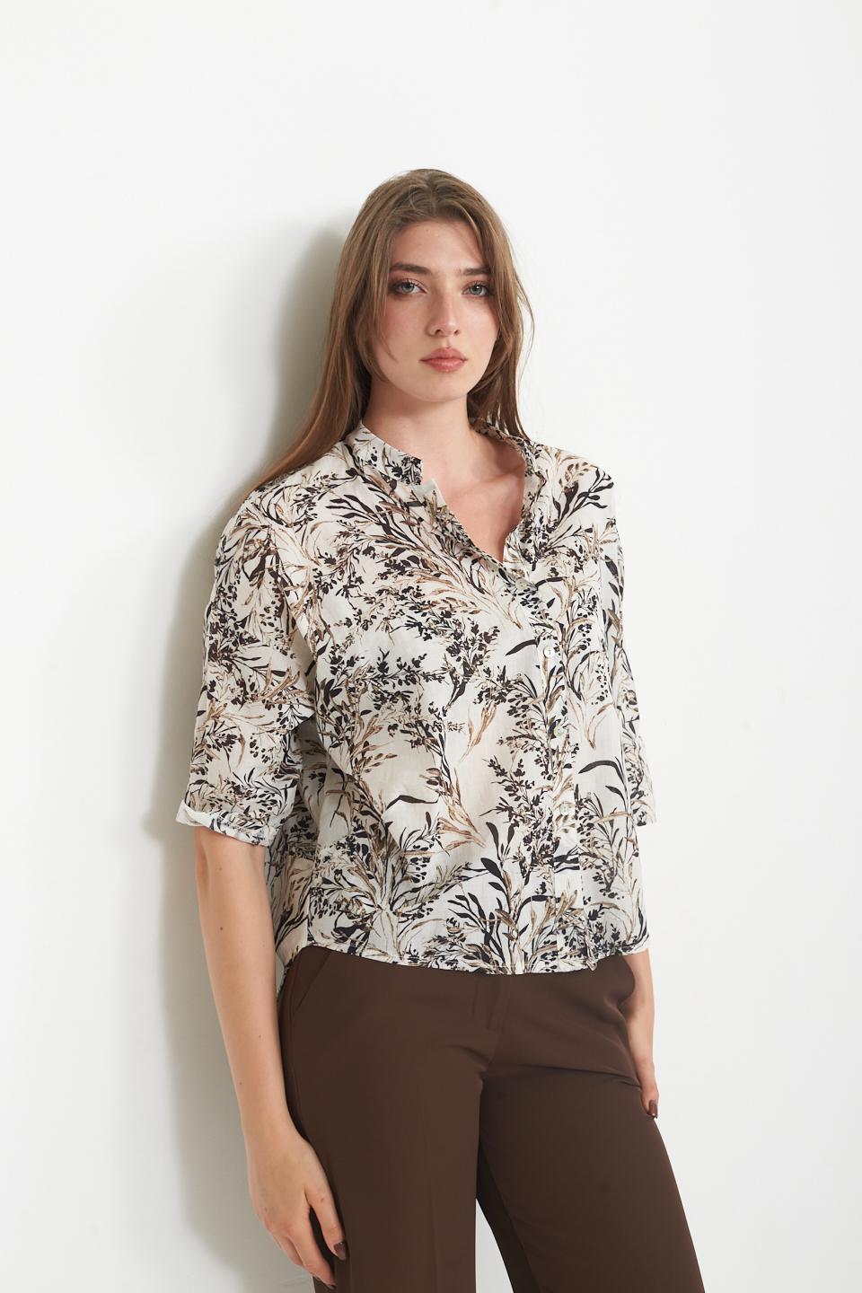 Camicia cugni stampata fiori moro - Primavera Estate 2025 | Brend
