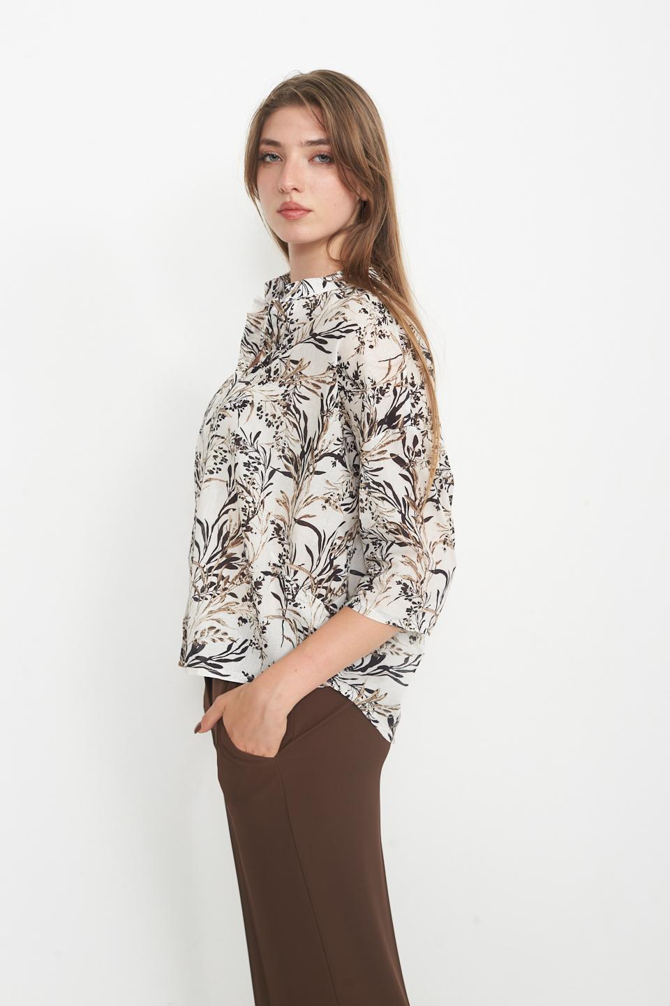 Camicia cugni stampata fiori moro - Primavera Estate 2025 | Brend
