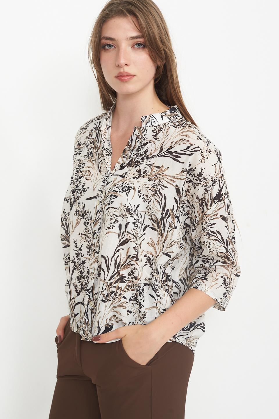 Camicia cugni stampata fiori moro - Primavera Estate 2025 | Brend