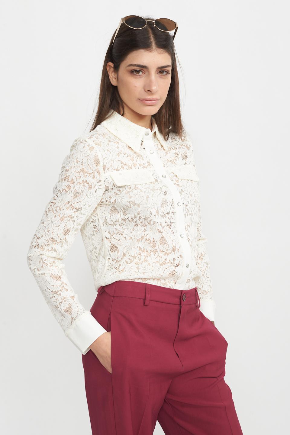 Camicia pizzo bottoni clip panna - Primavera Estate 2025 | Brend